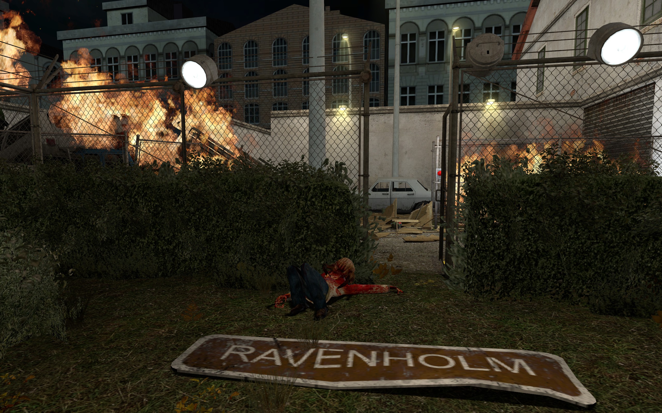 Fire encounter near the Ravenholm entrance
