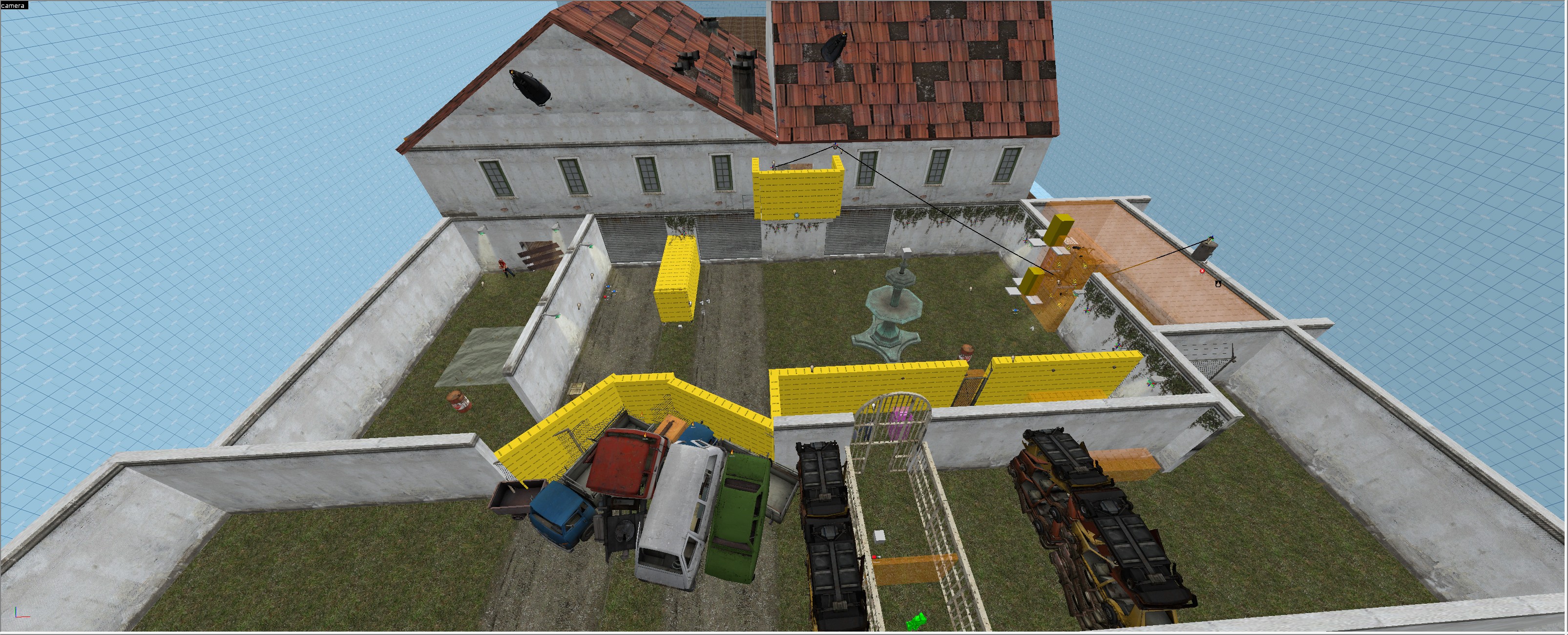 Aesthetic pass adding finished architecture, props, vegetation, and lighting