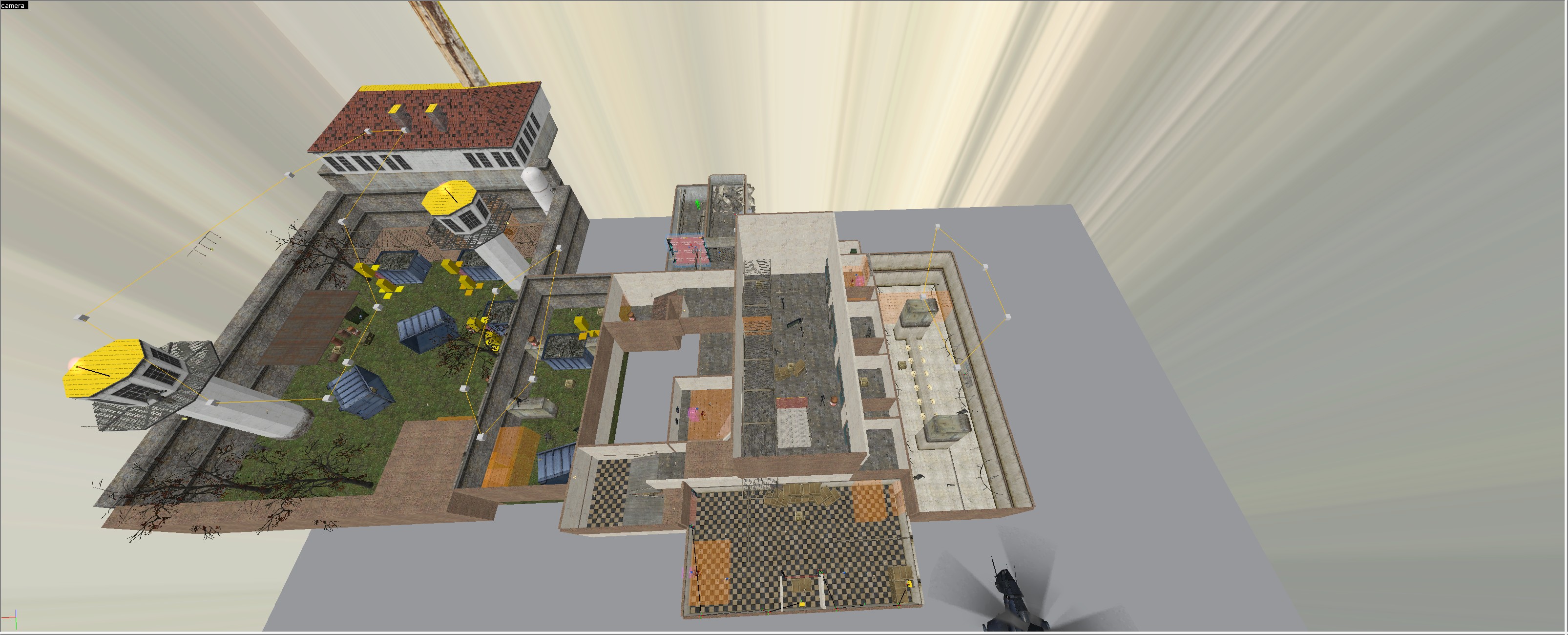 Lockdown gameplay-complete build showing the connected prison and exterior yard