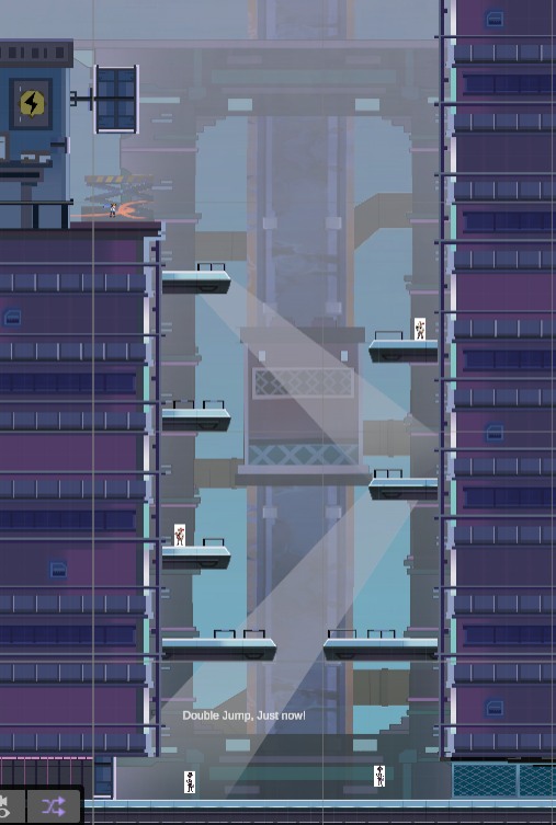 Playable Neko Moto level section used to validate vertical traversal and tutorial flow