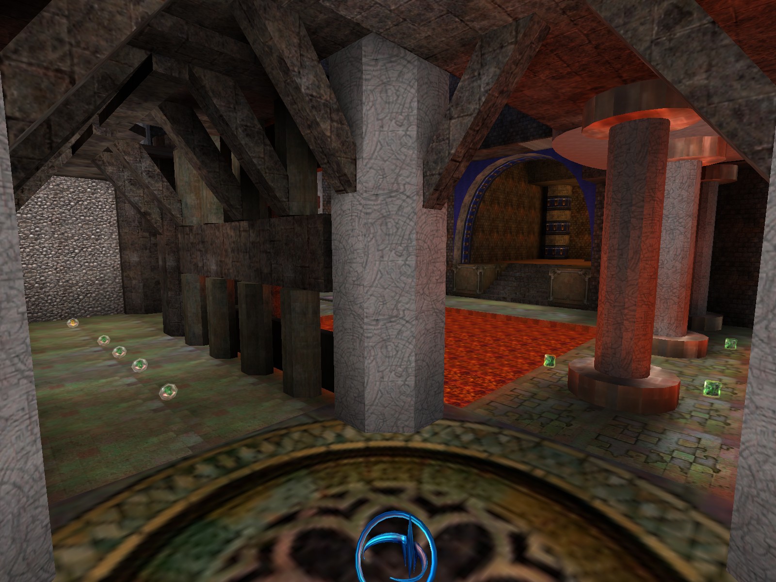 Lower arena routes around lava and structural supports